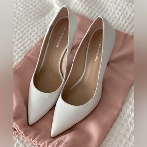 Stuart Weitzman Leigh 95 Leather Pump- White- Size 7.5